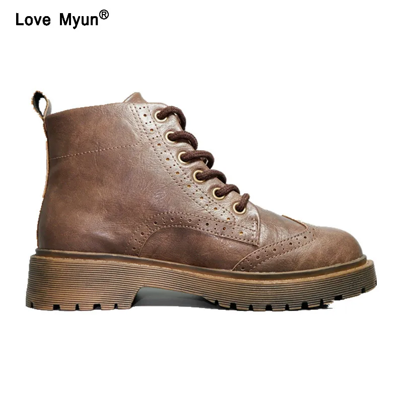 

Women Boots Round Toe Lace-up Zip Leather Boots Casual Shoes ayakkabi sandalet bayan ghn89