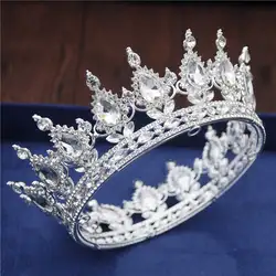 Барокко диадема queen король тиара Корона Для женщин украшение для головы Кристальные тиары и короны свадебные украшения для волос