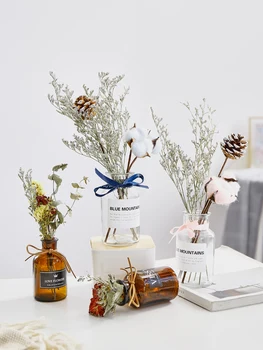 

Natural Dried Flowers Dried DIY Eucalyptus Leaf Real Branch Acorn Pine Wheat Cotton Nordic Home Wedding Party Decoration vase