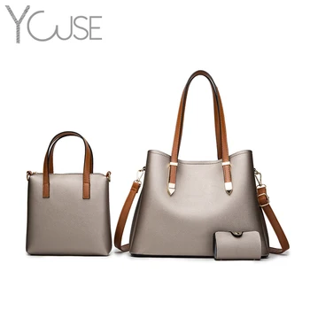 

3 Pieces Bag Casual Tote Handbag Women Fashion Metal Button Shoulder Strap Letter Zipper Bags Versatile Women Shoulder Bags