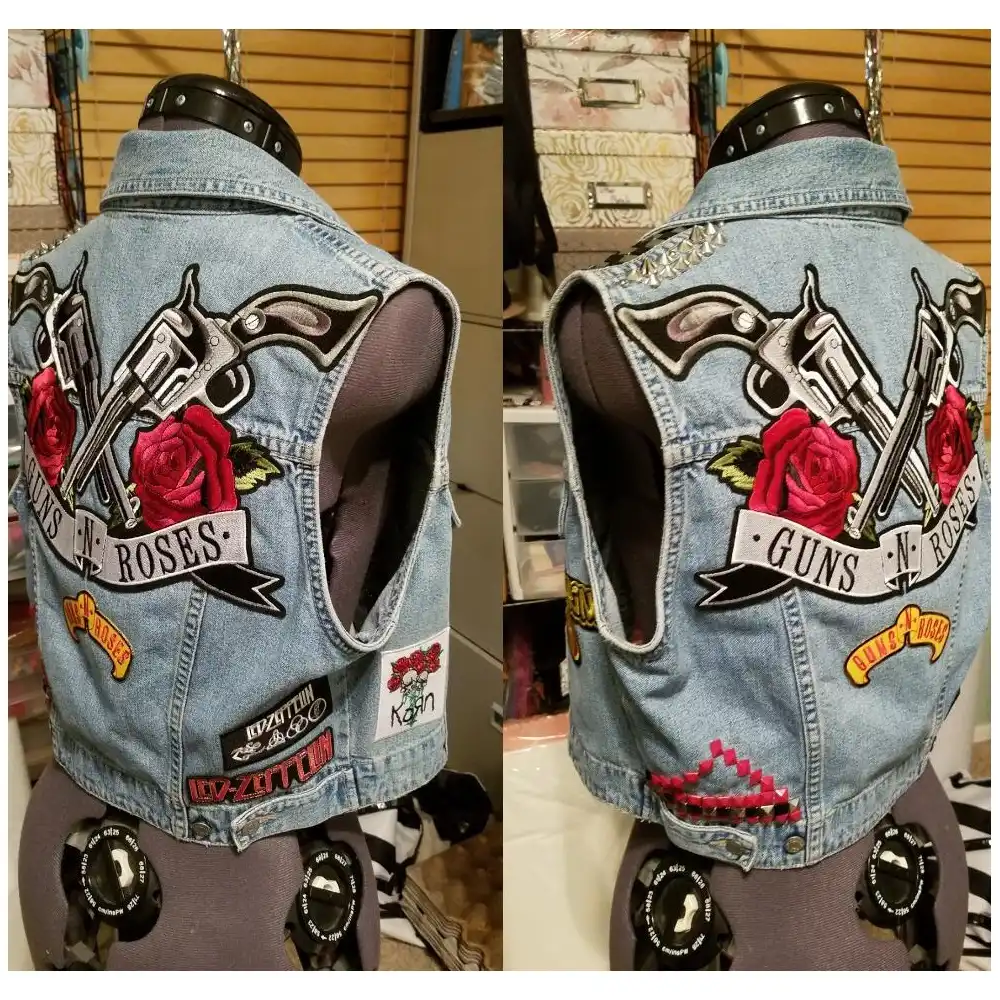 jean jacket with band patches