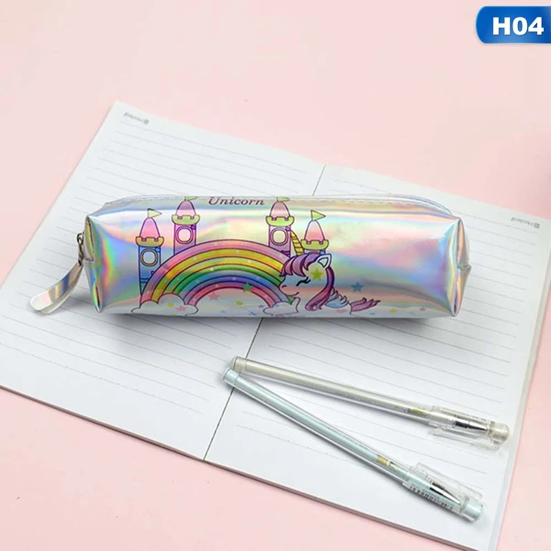 1pcs/sell Kawaii High Quality Pencil Case Iridescent Laser Cute Beautiful Unicorn Pattern School Supplies Stationery Gift - Цвет: H04