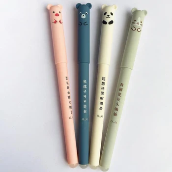 

4 Pcs/set Cartoon 0.35mm Animals Panda Pig Erasable Gel Pens Signature Pen for School Writing Korean Stationery Girls Gifts