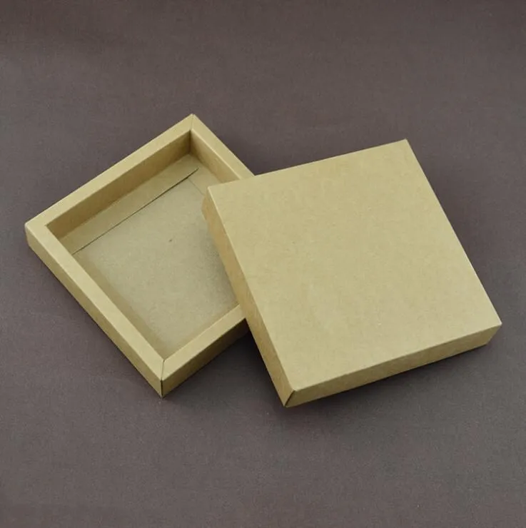 

20pcs 13*13*3cm Brown Paper Packaging Box With Cover Black Cardboard Carton Box Wedding Party Cake Cookie Boxes