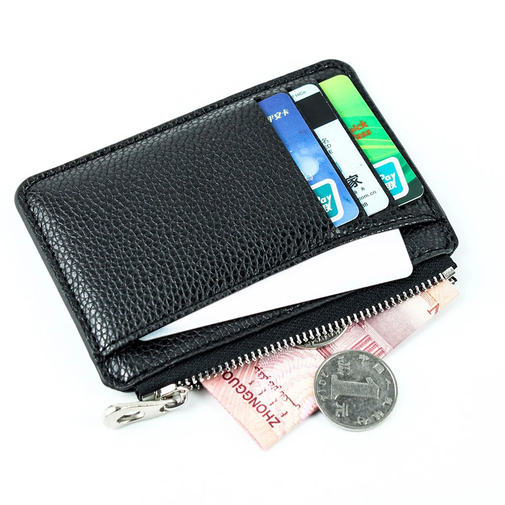 Slim Wallet DORERO In Pelle Originale, Portafoglio Sottile Uomo E Donna Con Protezione RFID, Portamonete E 11 Scomparti Per Carte, Nero Classico, 10x7 Cm - 6