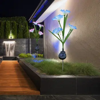 

2pcs 4LED Outdoor Solar Lawn Lamp Simulation Morning Glory Rose Tulip Decoration Simulation Light Color Changing Height 73 cm