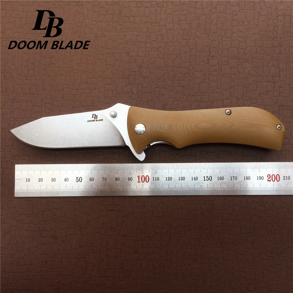 7," ножи 60-61HRC G10 складной нож D2 Лезвие Керамический шарикоподшипник шайба черный Открытый походный карманный нож s EDC инструменты - Цвет: Коричневый