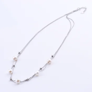 

925 Sterling Silver Shell White Pearl Necklaces For Women Accesories Silver Bead Chains Pendants Fashion Jewelry