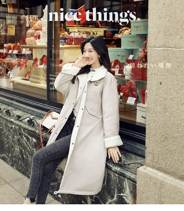 2019 Новое уличное длинное пуховое хлопковое женское вельветовое свободное корейское зимнее пальто большого размера толстое теплое пальто