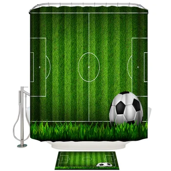 

Bathroom Shower Curtain Soccer Football Game Gymnasium Shower Curtains Home Bathroom Decor Bathroom Shower Curtain Doormat Set