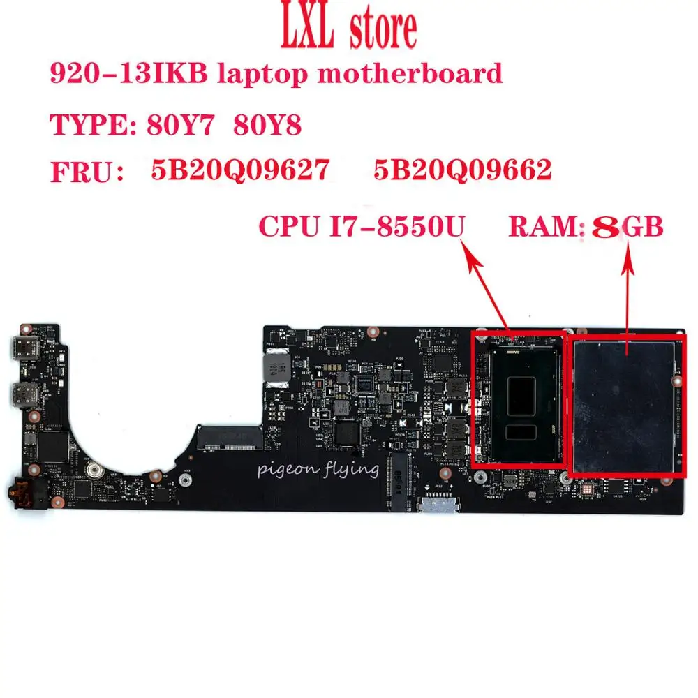 DYG60 NM-B291 для lenovo YOGA 920-13IKB Материнская плата ноутбука 80Y7 80Y8 FRU 5B20Q09627 5B20Q09662 Процессор i7-8550URAM 8 ГБ тесты OK