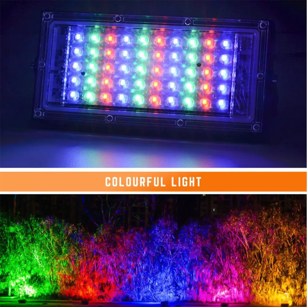 AC 220V RGB прожектор 50Вт IP65 Водонепроницаемый Светодиодный прожектор с пультом дистанционного управления отражатель светодиодный прожектор