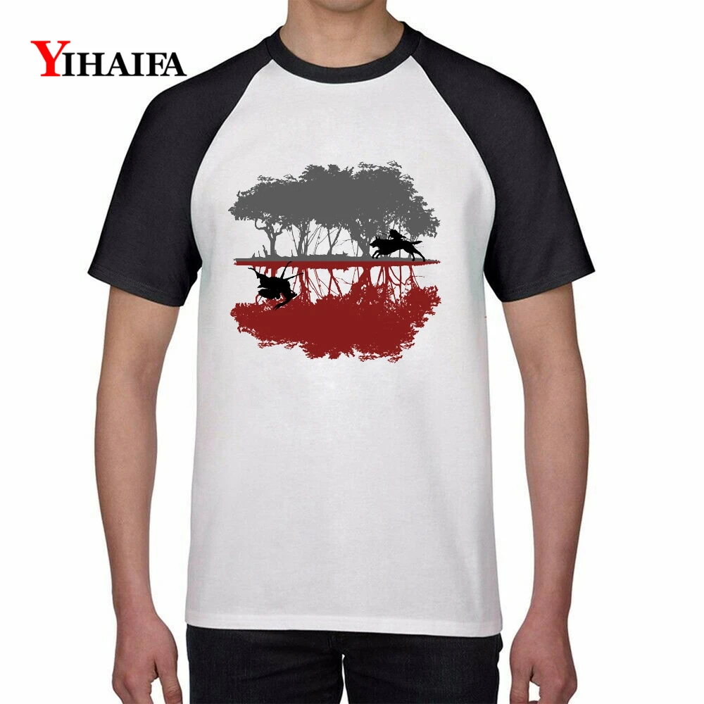 

Mens gym Print T Shirts Reflection Tree Vintage Raglan Tees Men Man Summer White Short Sleeve Tee Unisex Casual Tops