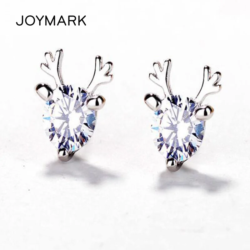 Рождественский подарок олень стиль циркон серьги гвоздики с S925 стерлингового серебра игольчатый штифт модные ювелирные изделия для девочек DJE204