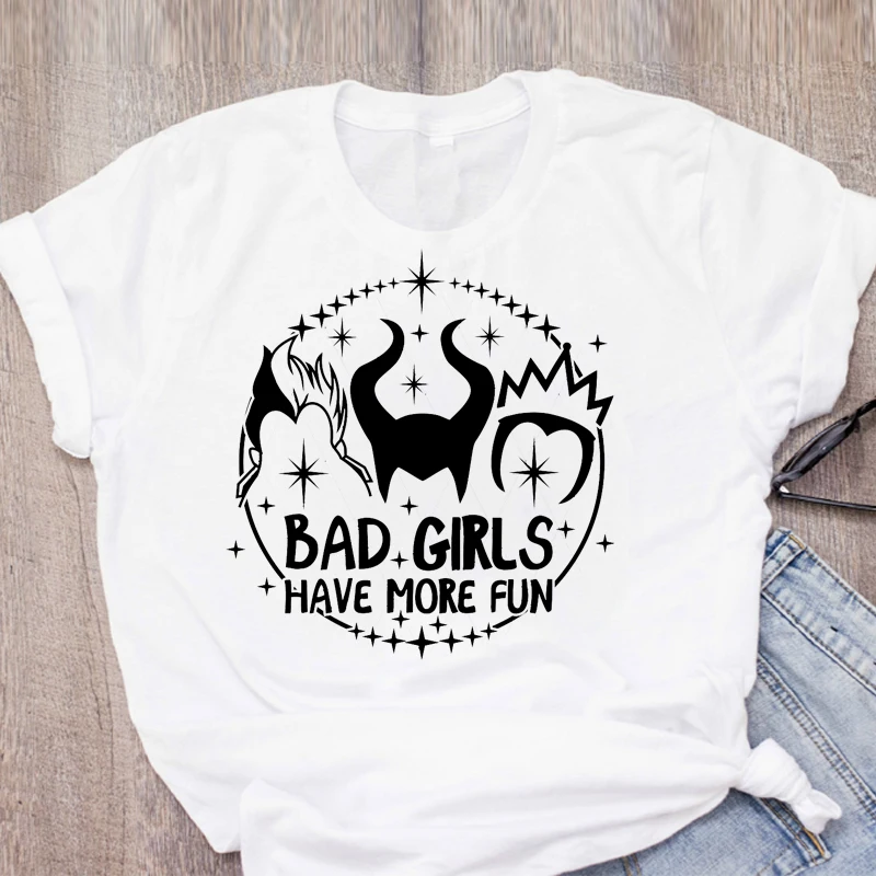 

2020 Graphic Print You Can't Sit with Us T-shirt Villain Maleficent Evil Queen Shirt Halloween Female Tee Shirt Women Cool Tops