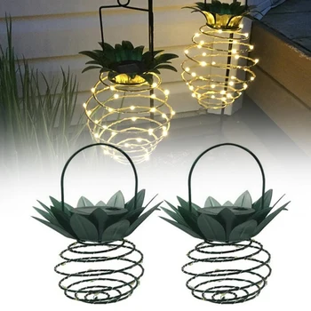 

Newly Solar Light Wrought Iron Pineapple Lamp LED Garden Copper Wire Lamp Telescopic Outdoor TE889