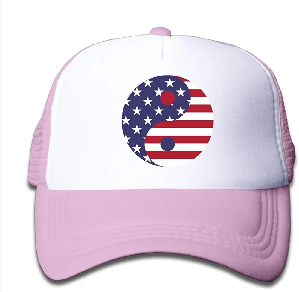 Детский Американский флаг Инь и Ян бейсболка для дальнобойщика Регулируемая сетчатая шляпа для мальчиков и девочек