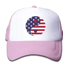 Детский Американский флаг Инь и Ян бейсболка для дальнобойщика Регулируемая сетчатая шляпа для мальчиков и девочек