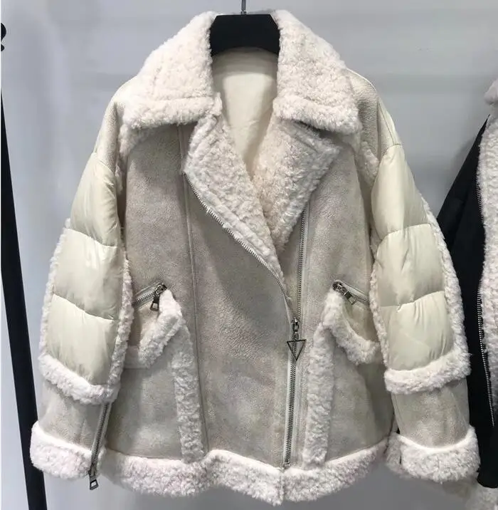 Натуральное шерстяное меховое пальто, зимняя женская куртка-пуховик из 90% утиного пуха, теплая Женская парка средней длины в стиле пэчворк