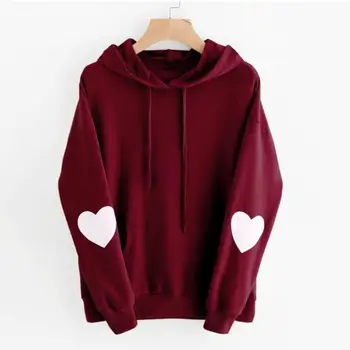 

Women's Fashion Sweatshirt Womens Long Sleeve Heart Hoodie Sweatshirt Jumper Hooded Pullover Tops