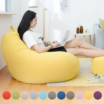 

IVYSHION Large Small Lazy Sofas Cover Chairs without Filler Linen Cloth Lounger Seat Bean Bag Pouf Puff Couch Living Room Tatami