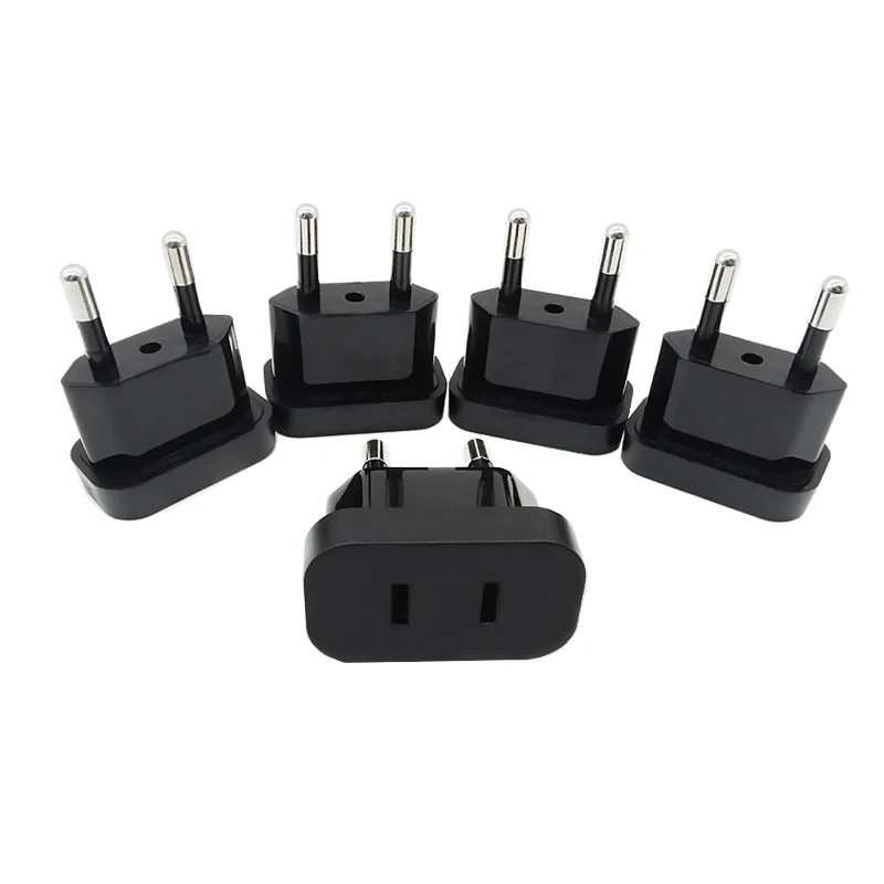 

10PCS Travel Adapter Power Plug 2 Round Socket US To EU Plug Converter Electrical Power Adapter Socket Plug white black