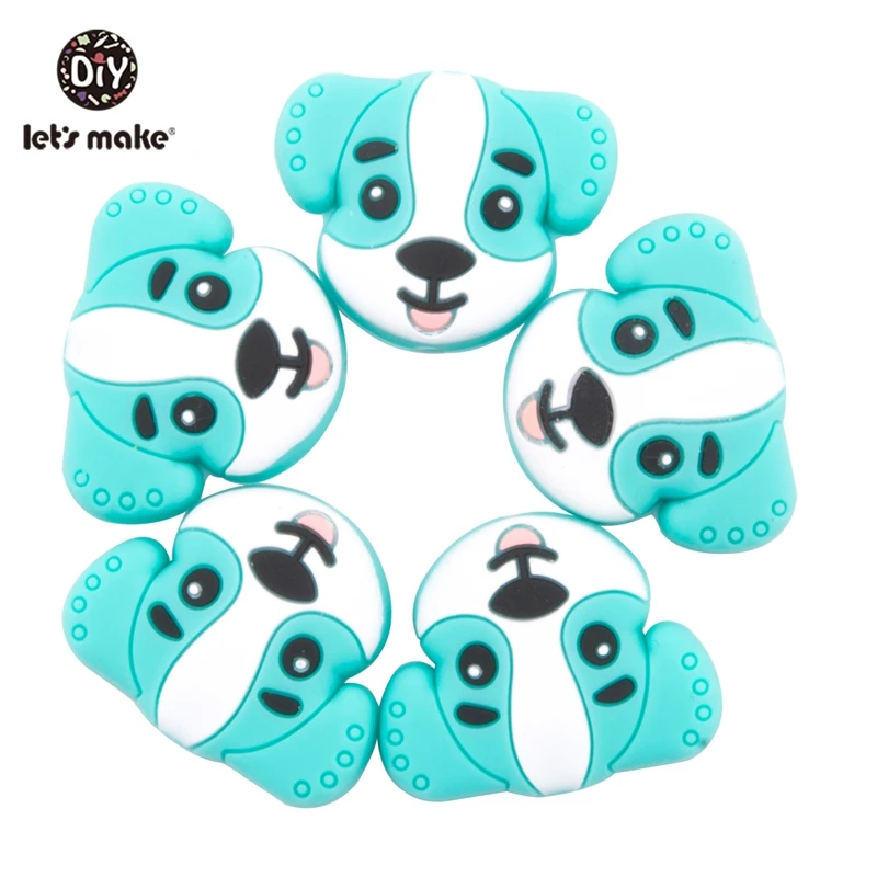 dog tur Let'S Make, 20 шт., детские силиконовые бусины для собак, грызунов, мини, сделай сам, соска, клипса, цепочка, ожерелье, подвеска, жевание, Прорезыватель зубов, Детская Игрушка прорезыватель - Цвет: dog tur