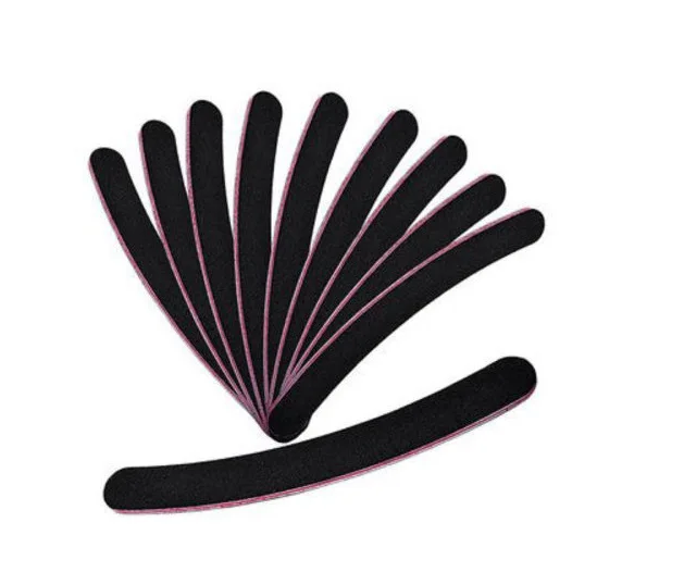 

Foreign Trade Hot Sales Manicure Black Nail File 10 a Bag Curved Polishing Manicure Black Face Red Polish Bar Tool Supplies