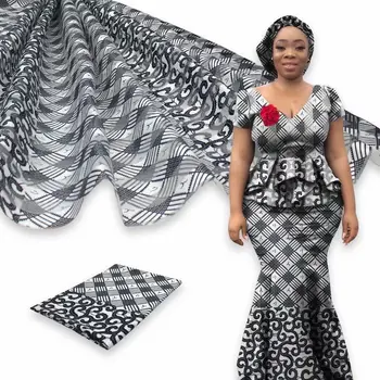 

african wax pattern print satin silk stretch fabric for dress creative Digital print wax satin silk fabric 4 yards +2yard m0021