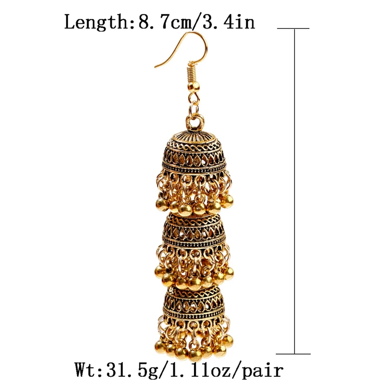 Женские Этнические Ретро Серебряные Колокольчики индийские Jhumka серьги Свадебные ювелирные изделия классические Винтажные серьги-Кисточки Из Сплава Bijoux