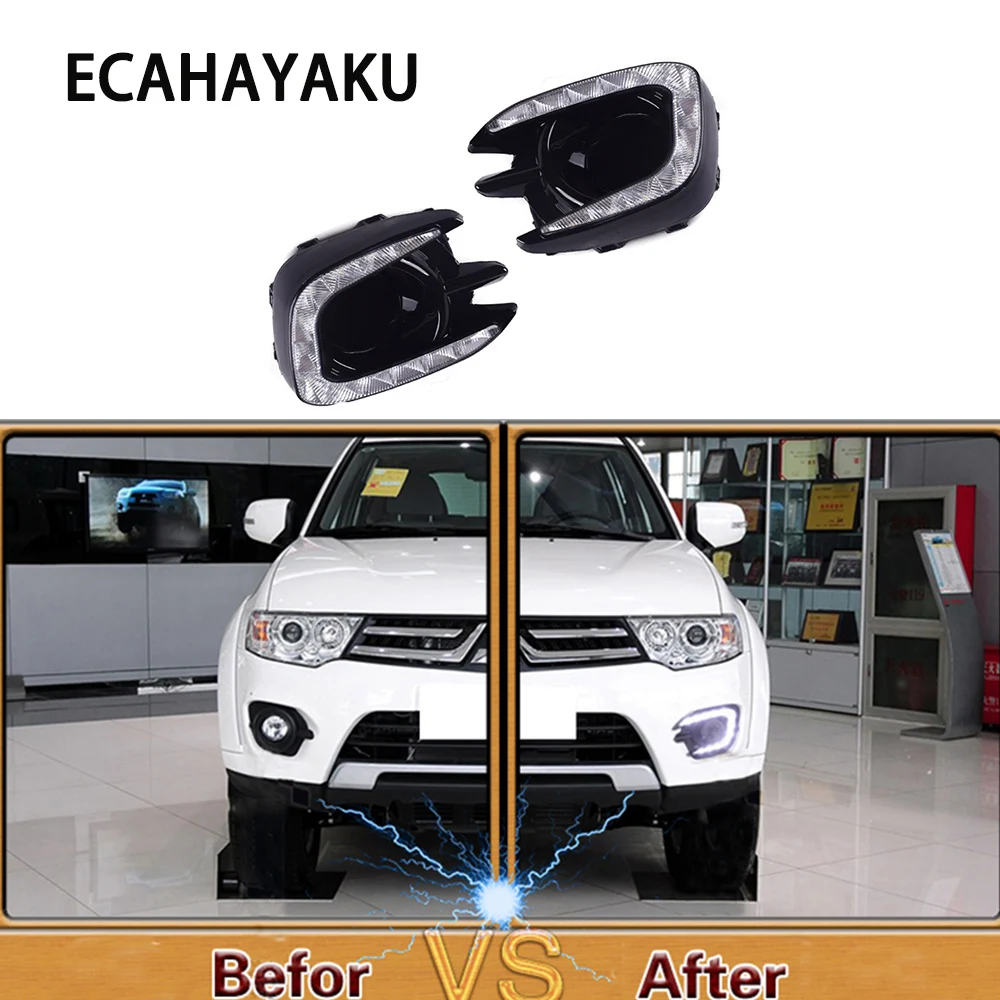 Автомобильный Стайлинг ECAHAYAKU DRL для Mitsubishi Pajero Sport 2013 2015 светодиод дневные ходовые