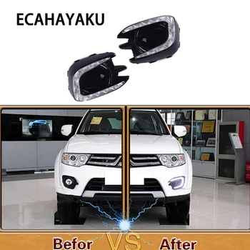 

ECAHAYAKU car-styling DRL For Mitsubishi Pajero Sport 2013 - 2015 LED DRL Daytime driving Running Light Daylight fog lamp hole