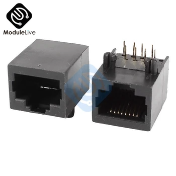

10PCS Black RJ45 8P8C Jack Module PCB Mount Network Internet Connectors 8Pins