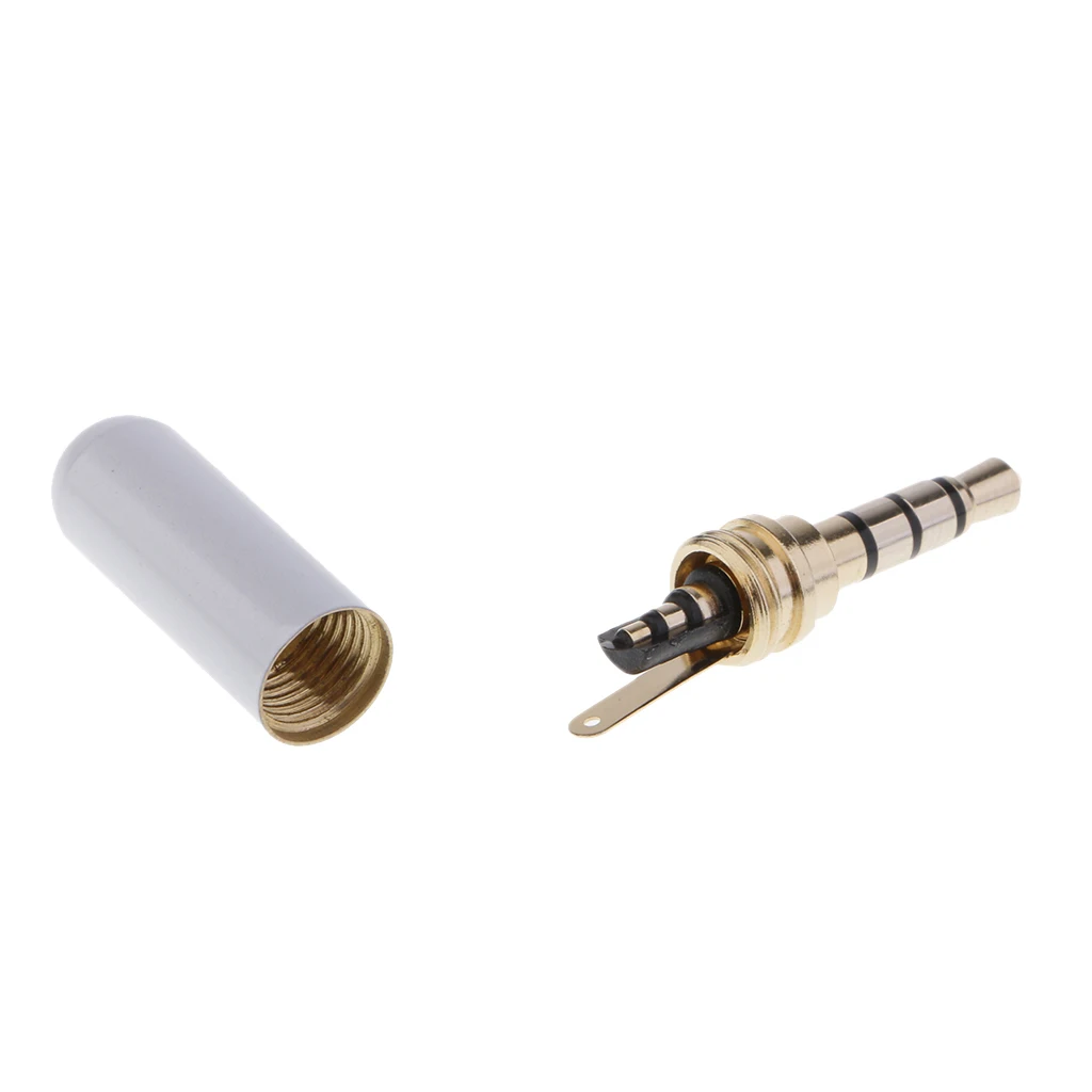 2Pack 3.5mm 4 Pole TRRS Male Plug headphone Jack Cable Connector, White Wire Connector Heaphone Plug Earphone Jack
