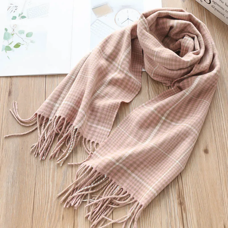 

Tassel Scarf Lady Cotton Twill Shawl Autumn Winter Gradient Gray Color Warm Scarves Female Black