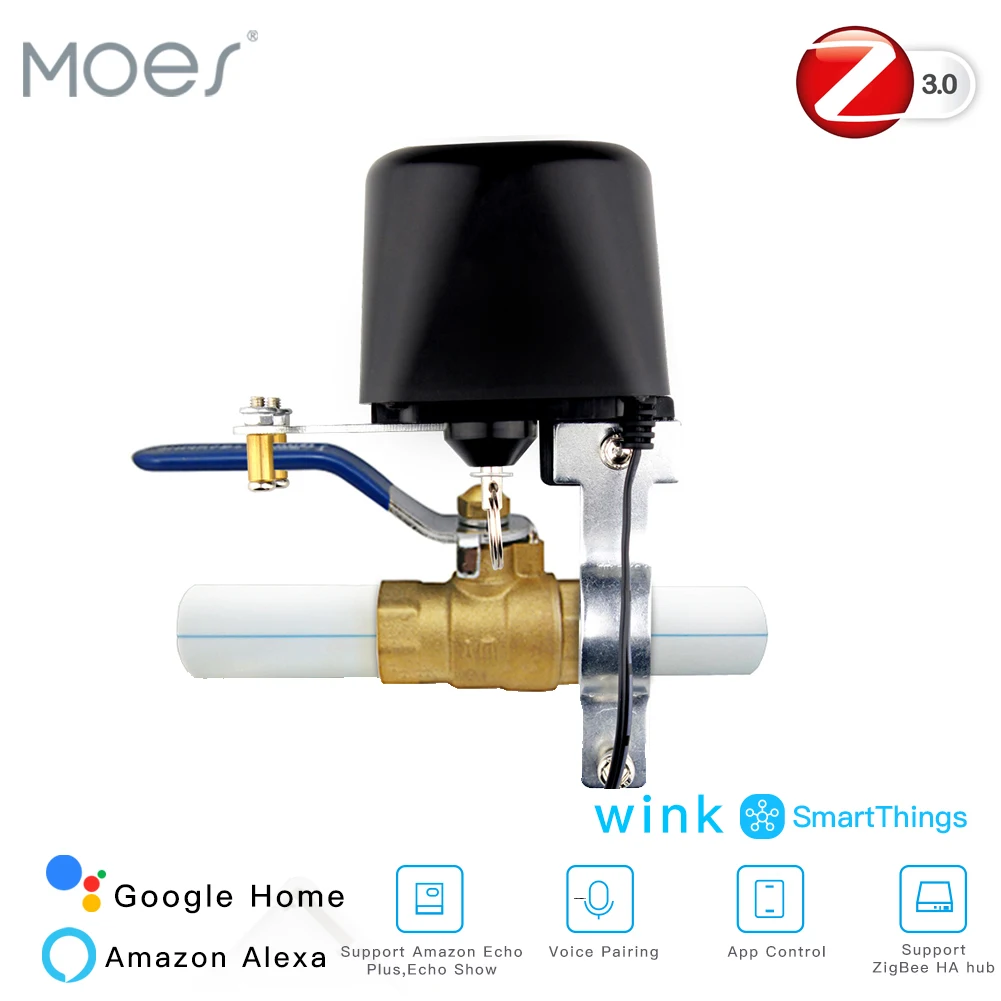 ZigBee 3,0 Smart клапан для газа, воды Управление; SmartThings App дистанционного Управление эхо плюс голос Управление, работа с Alexa Google Home