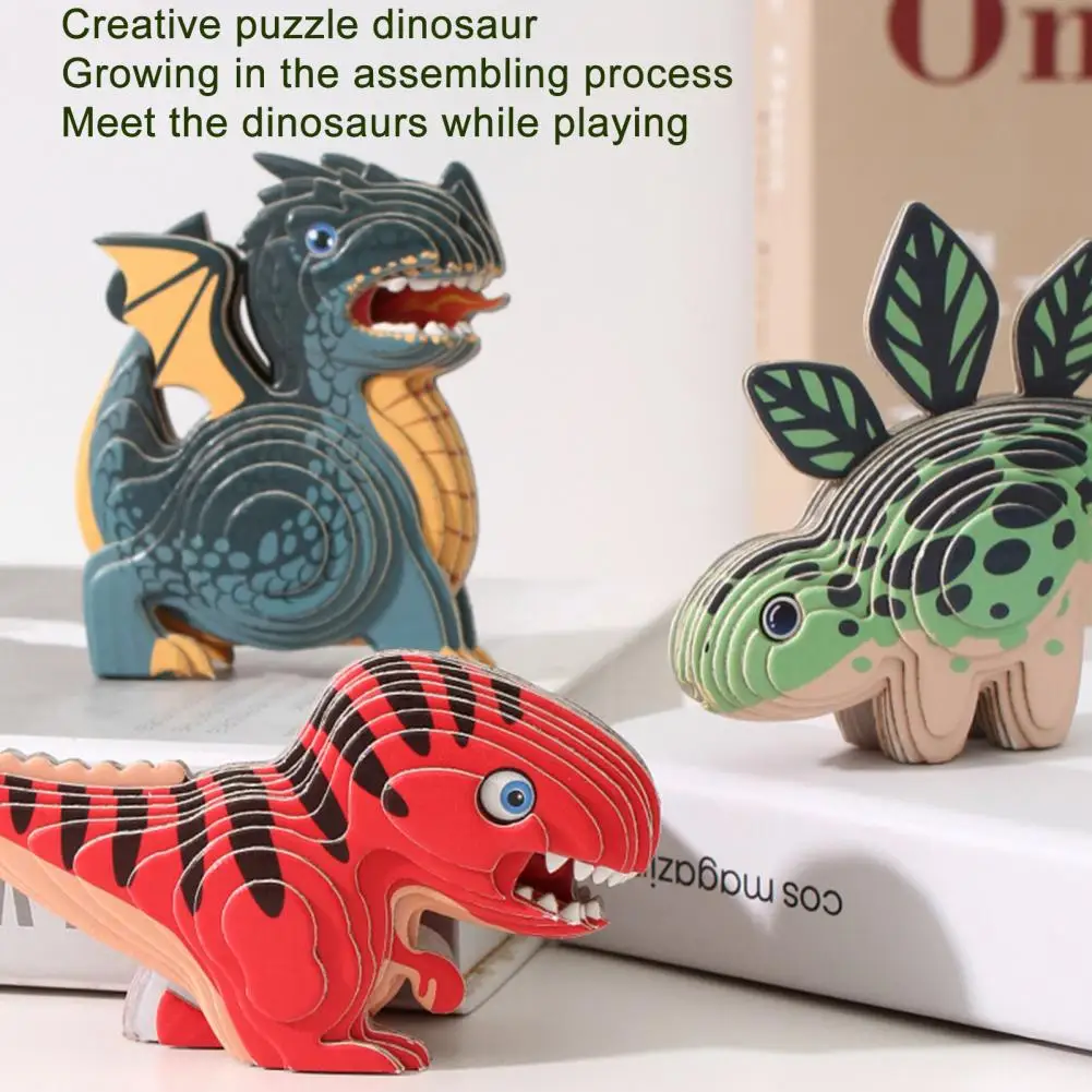 Baby Toy Montessori 3D Puzzle DIY Jigsaw Board Wooden Puzzle Dinosaur Animal Handmade Educational Assembly Toy Gift for Children 2