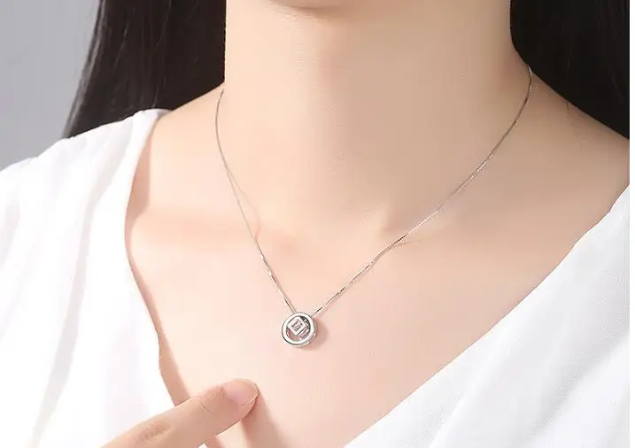 Bohemian Vintage 925 Sterling Silver Round Zircon Necklaces For Women Pendants Necklaces Collar Jewelry