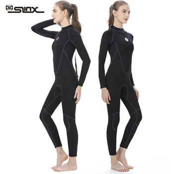 

SLINX Full body Diving Wetsuit Female 3mm Neoprene Dive Suit Women Back Zipper Long Sleeve Wetsuit Sunscreen UPF 50 Surf Wetsuit