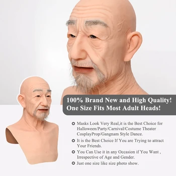 

CYOMI Classic European old man face mask with super realistic beard Old William Style Silicone Mask with neck for Cosplay