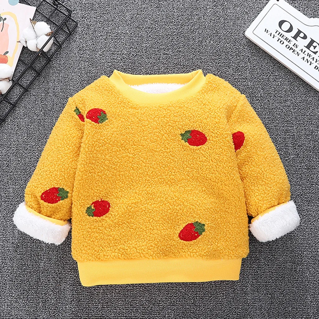 Yellow Плотный хлопковый свитер с рисунком лисы; топы для детей; Одежда для девочек; зимняя флисовая толстовка с длинными рукавами; Повседневный пуловер для девочек - Цвет: Yellow