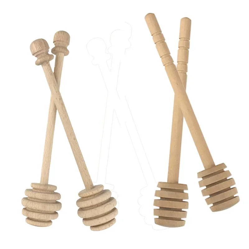 Wooden Honey Frizzler 2PCS Beech Wood Solid Wood Hard WoodHoney Dipper Wooden Stiring Spoon Kitchen Utensils