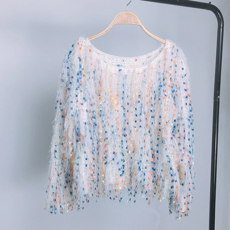 Korean new fashion sweater women autumn winter mohair comfy pullover knitwear colorful tassel sweaters coat sweet tops pull