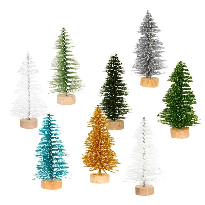 

5 Pieces Mini Christmas Tree Sisal Silk Cedar - Decoration Small Christmas Tree - Gold Silver Blue Green White Mini Tree
