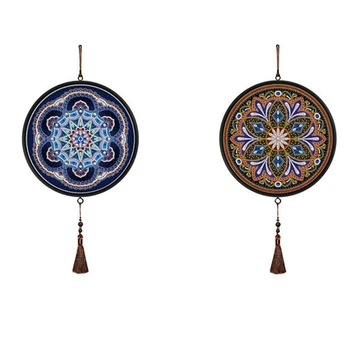 

5D Double Flower DIY Diamond Painting Tassel Pendants Cross Stitch Kits Resin Rhinestones Glitter Shape Home Decor