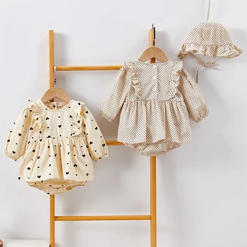 

2020 New Korean Style Autumn Newborn Baby Girl Clothes Cotton Baby Girl Dress Bodysuits Newborn Baby Girl Jumpsuit Outfits