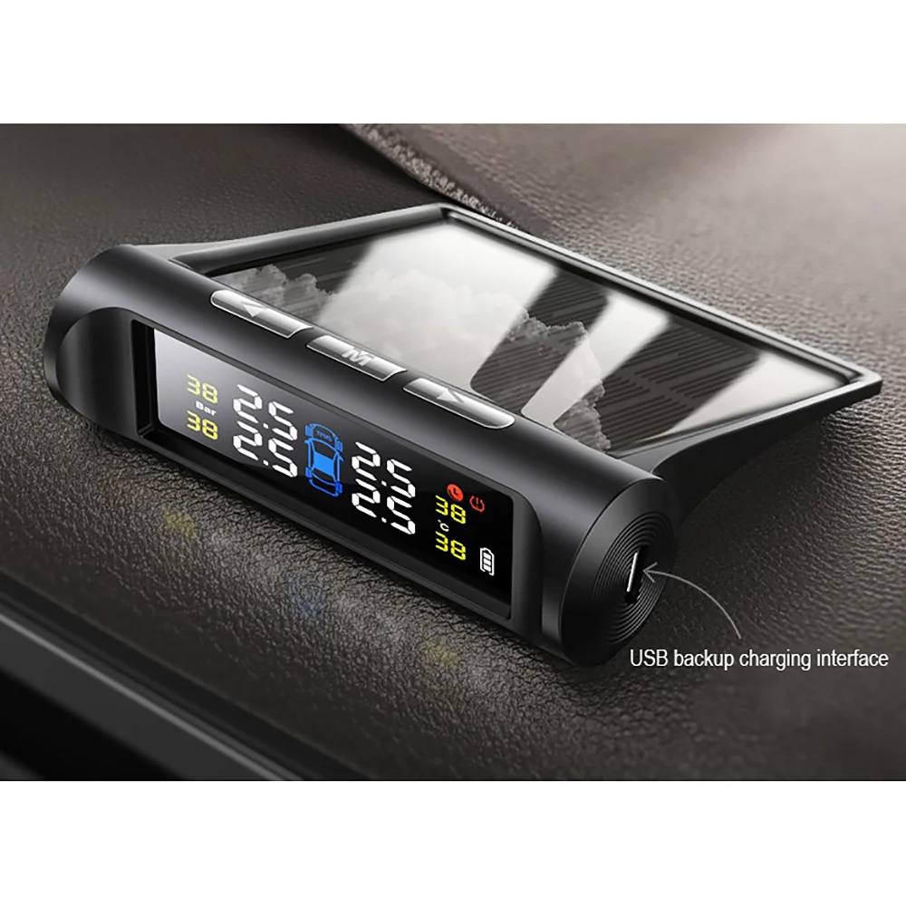 TOSPRA умный автомобиль TPMS система контроля давления в шинах Автоматическая охранная сигнализация s давление в шинах Солнечная энергия цифровой ЖК-дисплей