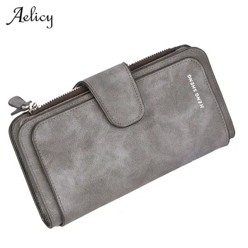 

Solid Color Leather Women Wallets Coin Pocket Hasp Card Holder Money Bags Casual Long Ladies Clutch Phone Wallet Women Purse