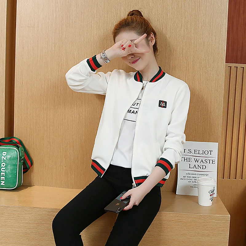 

NORMOV Women Jacket Slim Longsleeve Patchwork With Zipper Pocket Short Coat Autumn Mandarin Collar Jacket Plus Size