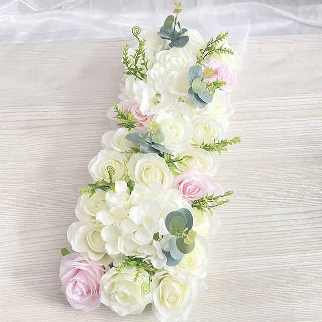 Artificial Peony Rose Hydrangea Row Wedding Background Fake Flower Wall Decoration DIY Combination Wedding Arch Arrangement light pink C